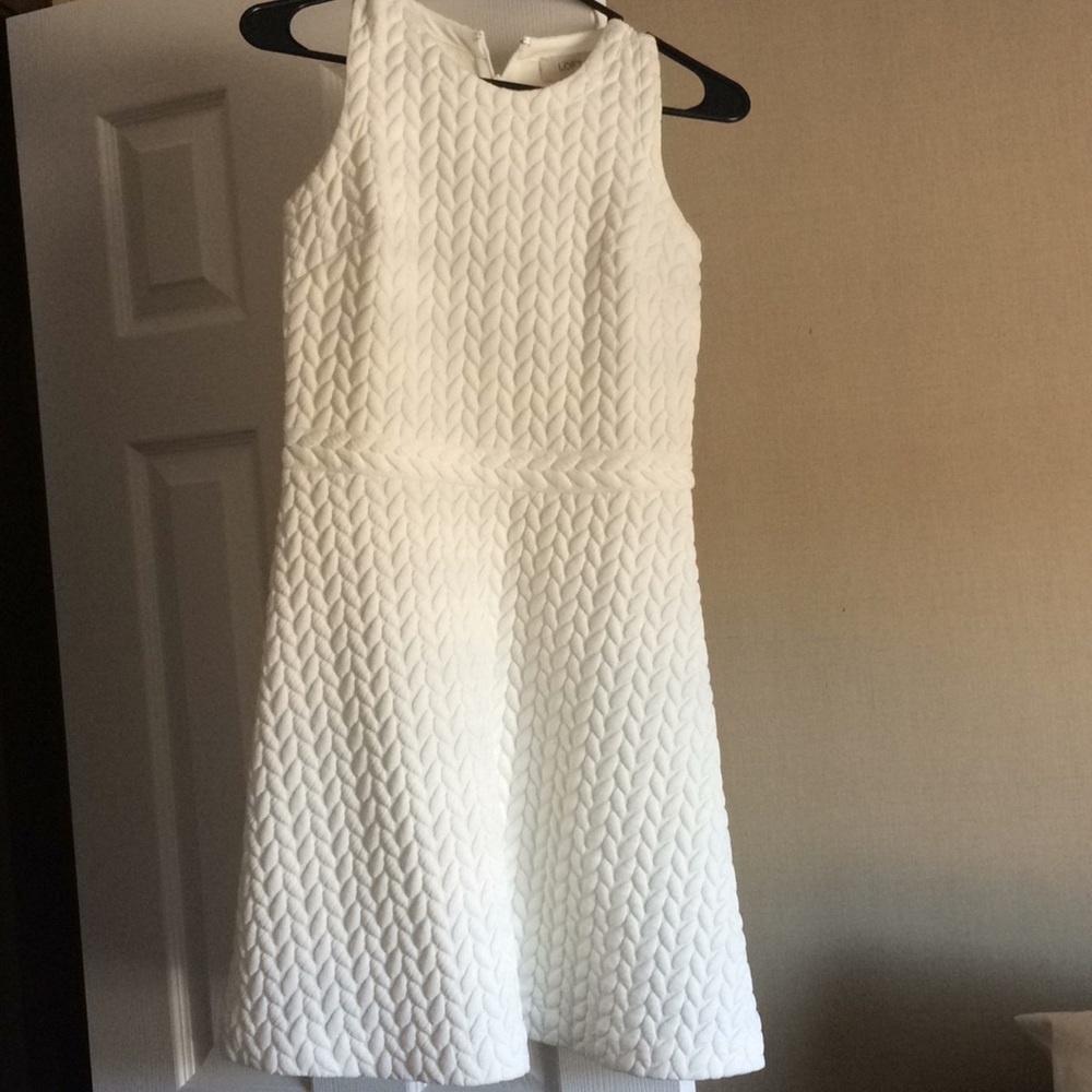 LOFT dress. White. 99% polyester 1% spandex.